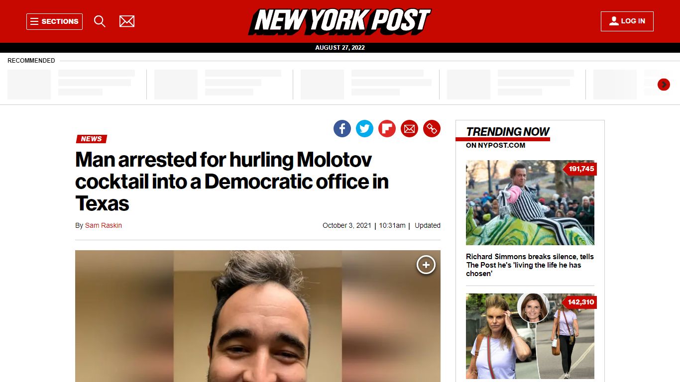 Texas man arrested for arson of Democratic Party office - New York Post